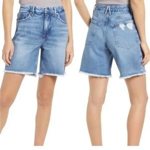 Good American | High Rise 90s Icon Denim Bermuda Shorts